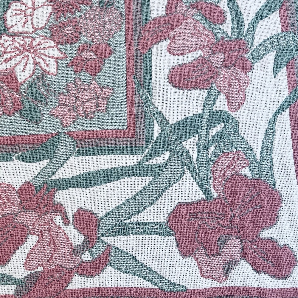 Cotton tapestry throw blanket Victorian house and garden scene 62"x46" Vtg Nice - Picture 7 of 8